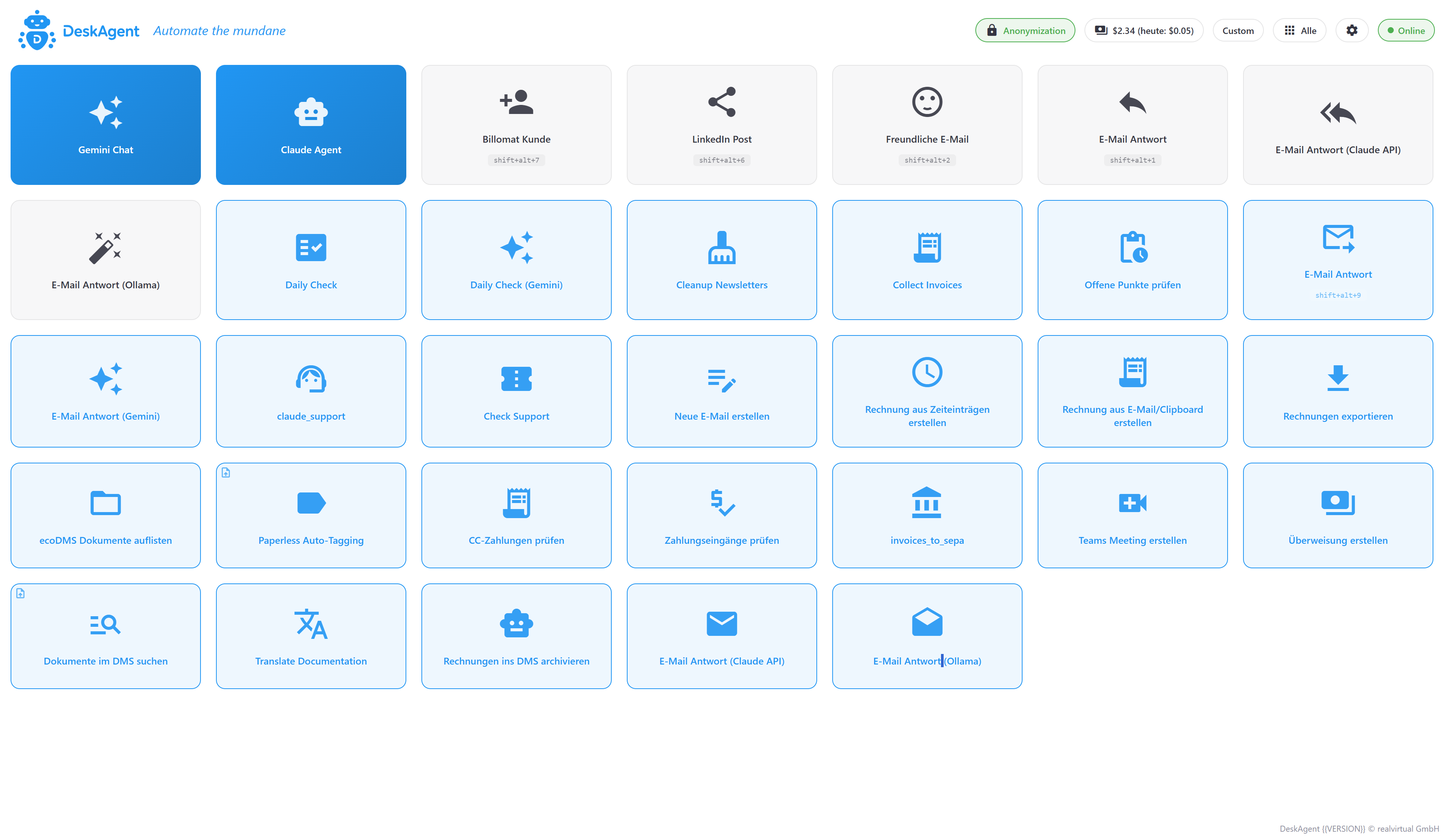 DeskAgent Main Interface